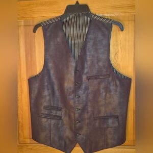 Mens Black Faux Leather Look Chaca Vest